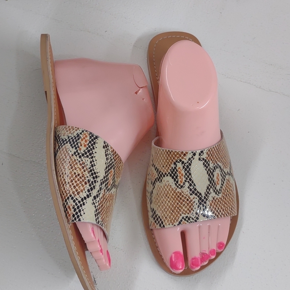 Women's Tan Snake Print Sandals